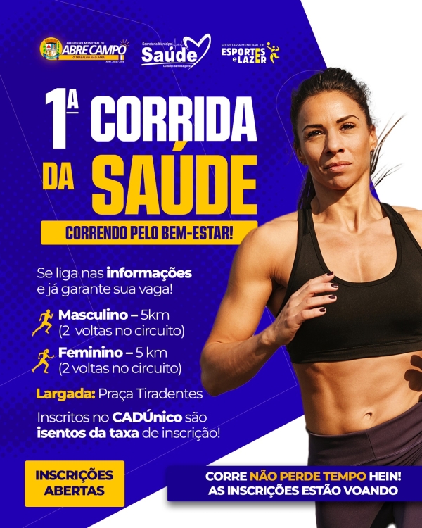 Vem aí a 1ª Corrida da Saúde de Abre Campo!
